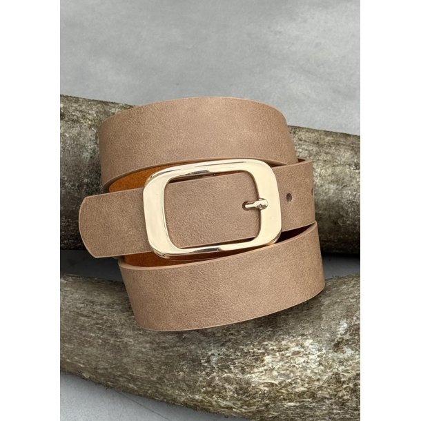 Belt W. Recangular Gold Bukle-Taupe