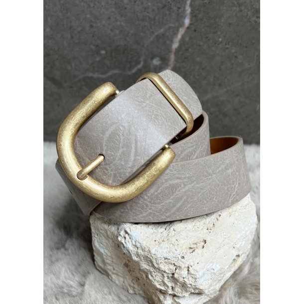 Belt With Gold Buckle- Taupe