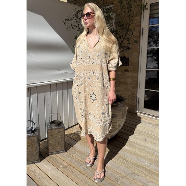 Bianca Tunic Dress W. Pocket- Beige