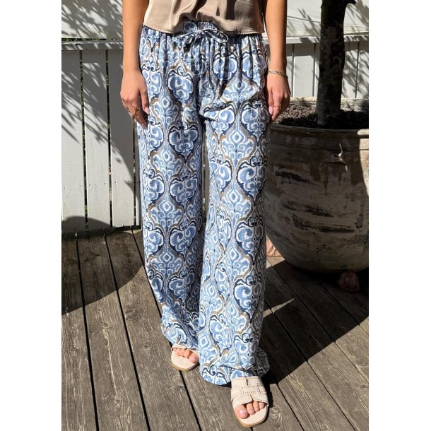 Big Printed Loose Pants- Blue 