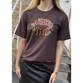 Bree Gith Sequin T-shirt-Coffee Brown