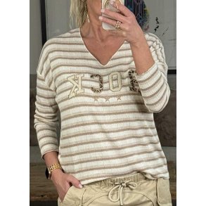Camilia Rock Blouse- Beige Stripe