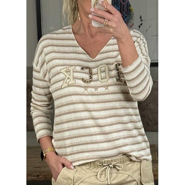 Camilia Rock Blouse- Beige Stripe