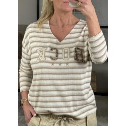 Camilia Rock Blouse- Beige Stripe