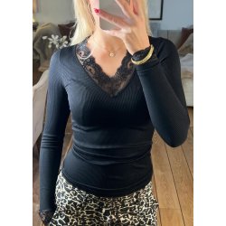 Camilla LS Rip T-shirt- Black