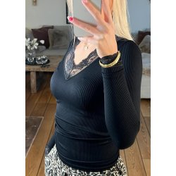 Camilla LS Rip T-shirt- Black