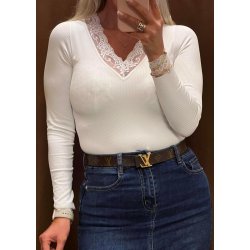 Camilla LS Rip T-shirt- Spring gardenia