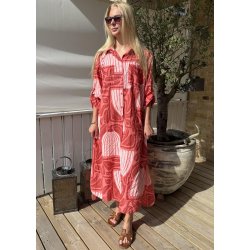 Cecilia Midi Shirt dress- Coral