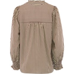 Christe l/b Stripe Blouse- Brown Sm
