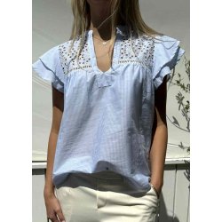 Christel Solid Blouse-blue stripe