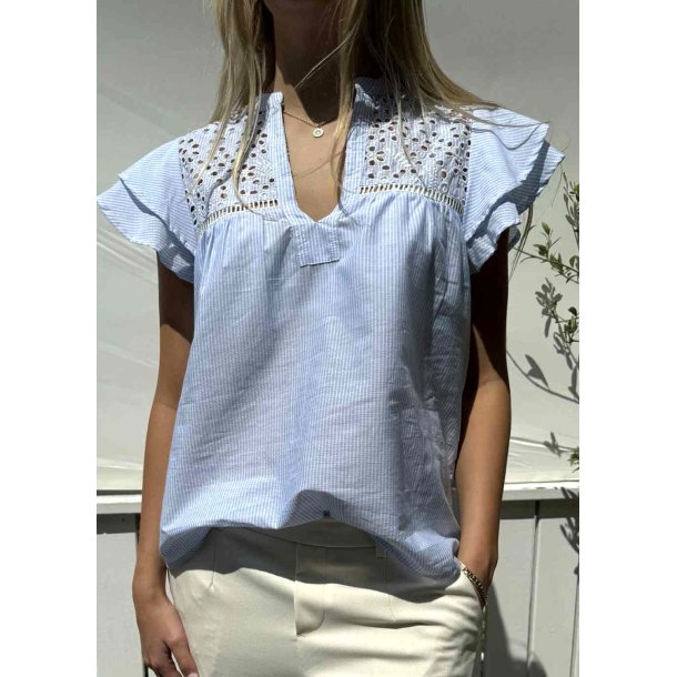 Christel Solid Blouse-blue stripe