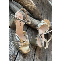 Chunky Heel Sandals- Gold