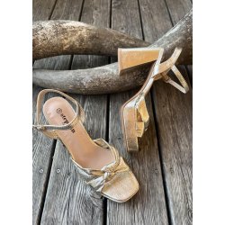 Chunky Heel Sandals- Gold
