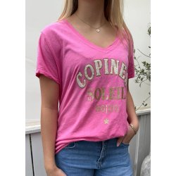 Copines Cotton T-shirt- Pink