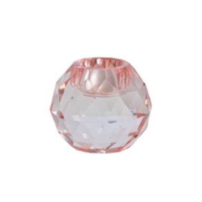 Diamant Glas Lysestage 5x5- Rose