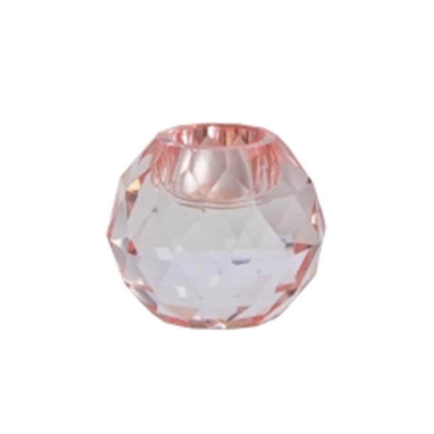 Diamant Glas Lysestage 5x5- Rose