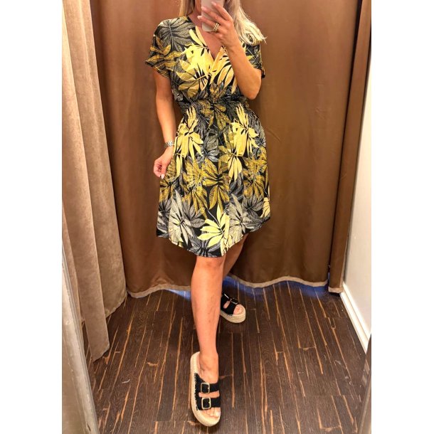Elena Eleastik Flower Dress- Yellow