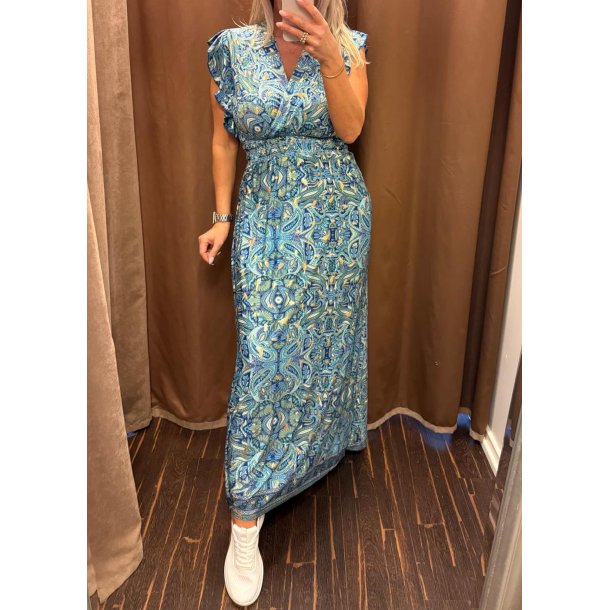 Elena Long Elastisk Dress 2263- Blu