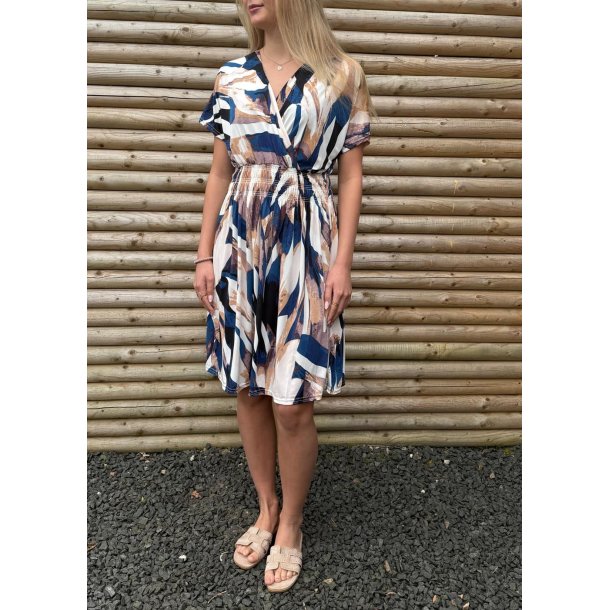 Elena Printed Dress 2239- Dark Blue