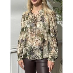 Elza Blouse-Flower Khaki