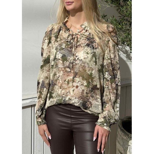 Elza Blouse-Flower Khaki