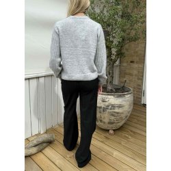 Flora Knit Button Cardigan- Light Grey melange