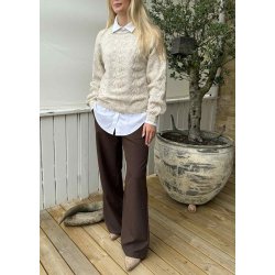 Flora Re Ls Knit Pullover- white sand melange