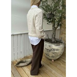 Flora Re Ls Knit Pullover- white sand melange