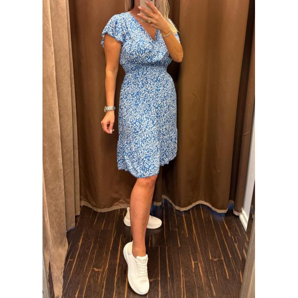 Floral Wrap Dress- Royal Blue
