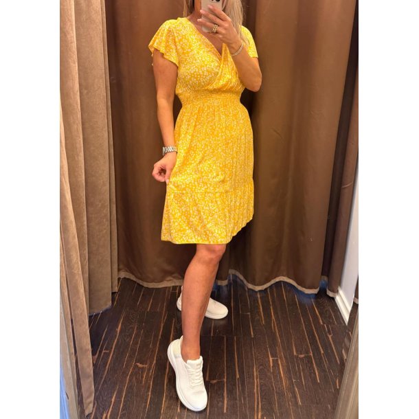 Floral Wrap Dress-Yellow