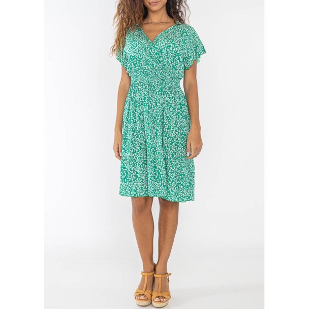 Floral Wrap Dress-Green