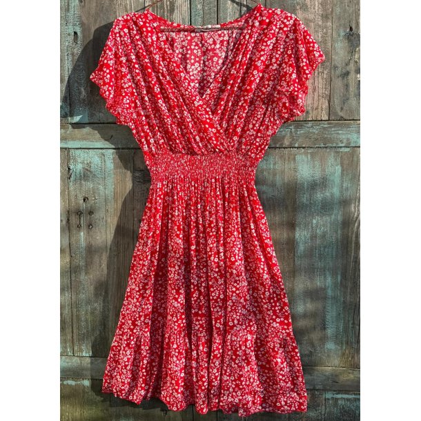 Floral Wrap Dress-Red
