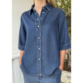 Frame Re Denim Top- Dark Blue rinse