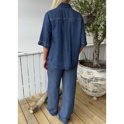 Frame Re Denim Top- Dark Blue rinse