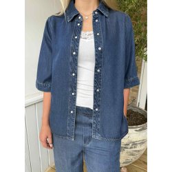 Frame Re Denim Top- Dark Blue rinse