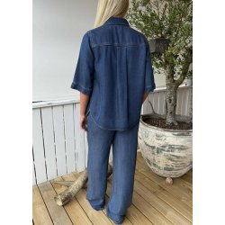 Frame Lisa Wide Mw Pants- Dark Blue/rinse wash