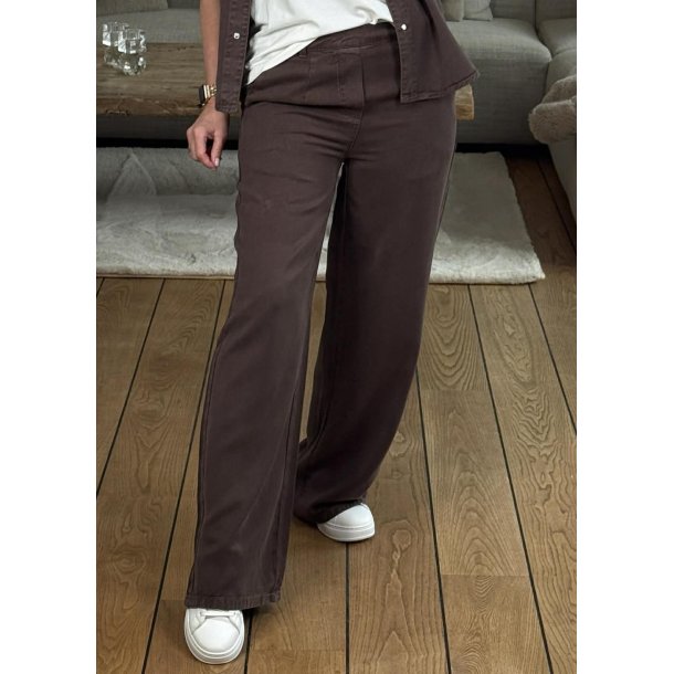 Frame Lisa Wide Mw Pants-Seal Brown