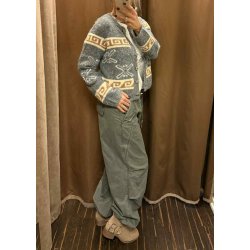 Galia l/s Knit Cardigan- Medium grey mel/tannin