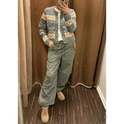 Galia l/s Knit Cardigan- Medium grey mel/tannin