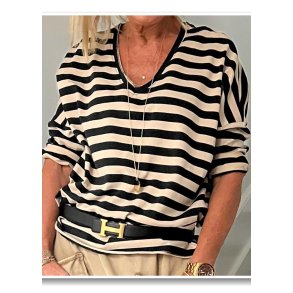 Garda Blouse- Beige/ Black