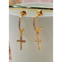 Glam Cross Earring- Gold