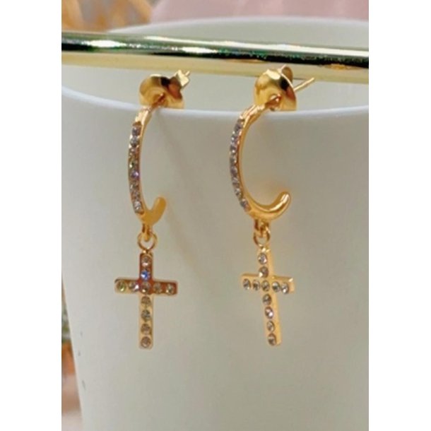 Glam Cross Earring- Gold