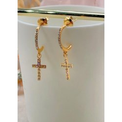 Glam Cross Earring- Gold