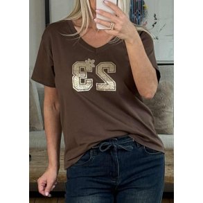Gold 23 V-neck T-shirt- Brown
