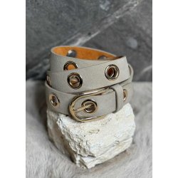 Golden Belt with Eyelets- Taupe