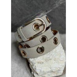 Golden Belt with Eyelets- Taupe