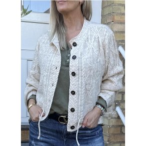 Gunvi L/S Knit Cardigan- Macadamia Melange