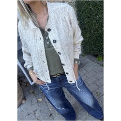 Gunvi L/S Knit Cardigan- Macadamia Melange