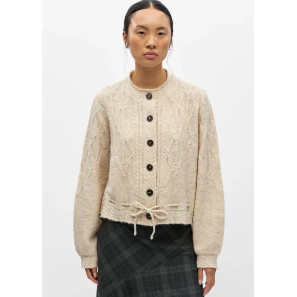 Gunvi L/S Knit Cardigan- Macadamia Melange