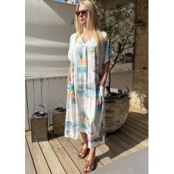 Ibiza Loose Pocket Dress- Turkis